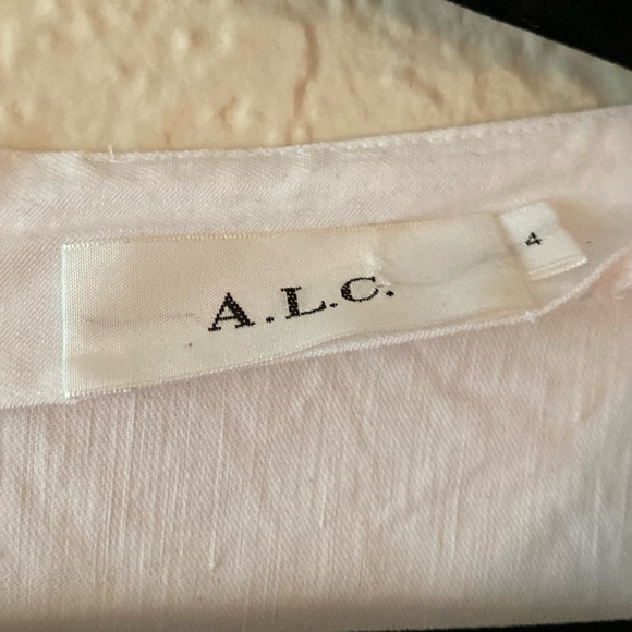 A.L.C. Ivory Mirren Twist Front Short Sleeve Dress Size 4 Mini White Minimal - Picture 5 of 11